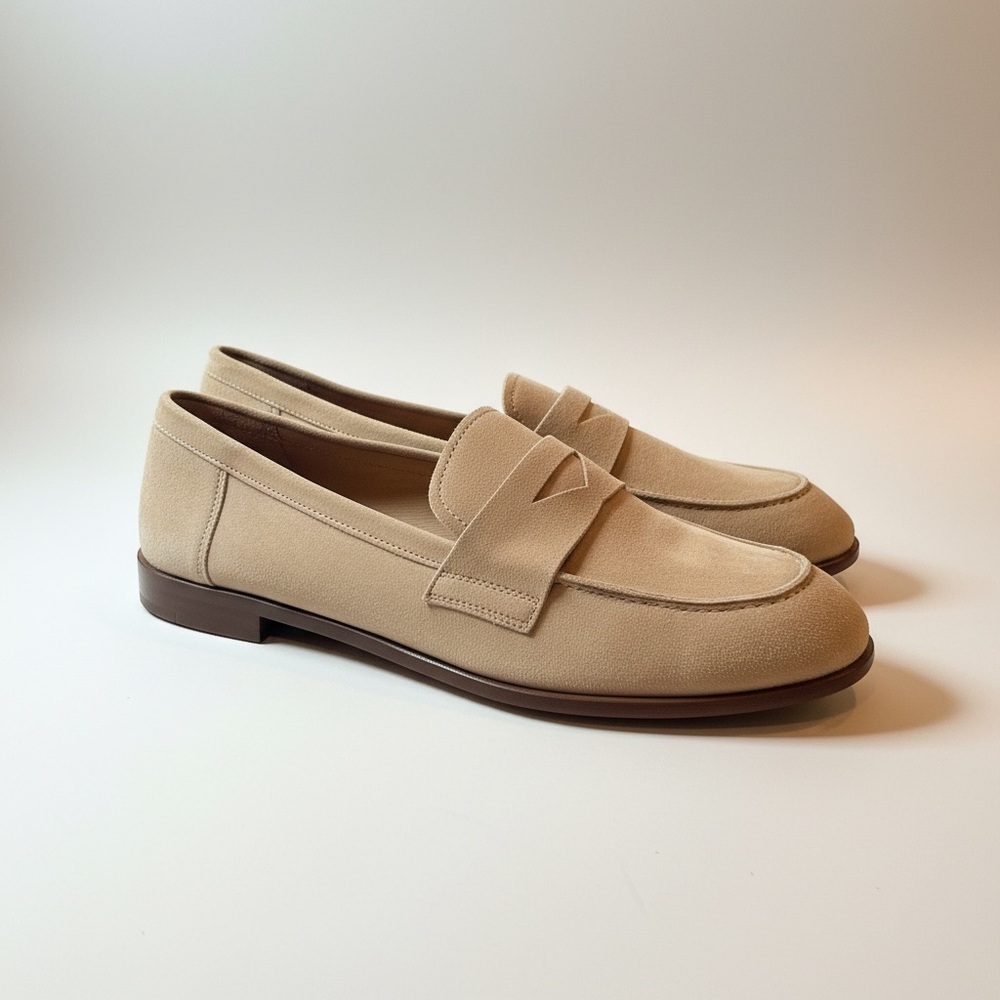 JONAK Paris ROUND-TOED LOAFERS in camel velvet | THELMA